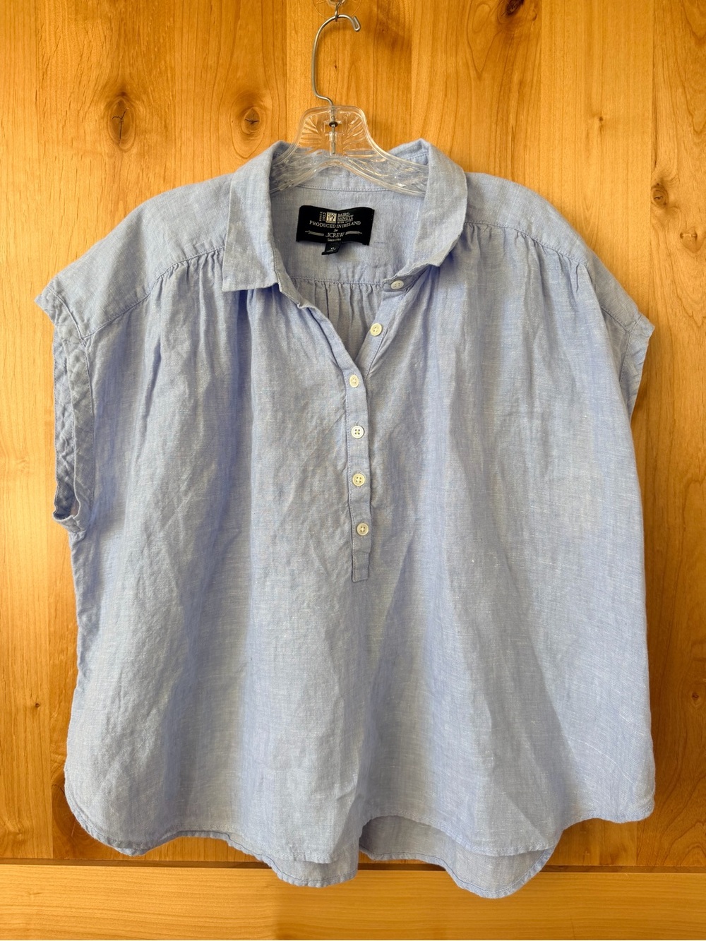 J.Crew Capitaine Baird McNutt Irish Linen Blue Popover Blouse XL